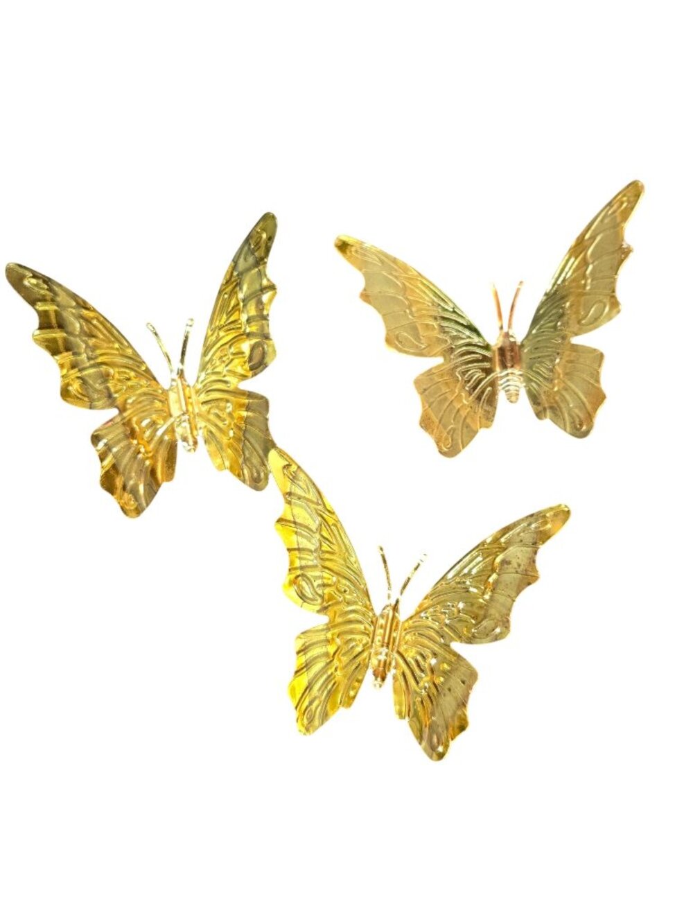 Vintage Brass Home Interiors HOMCO Gold Tone Butterfly Wall Decor Accents Set of